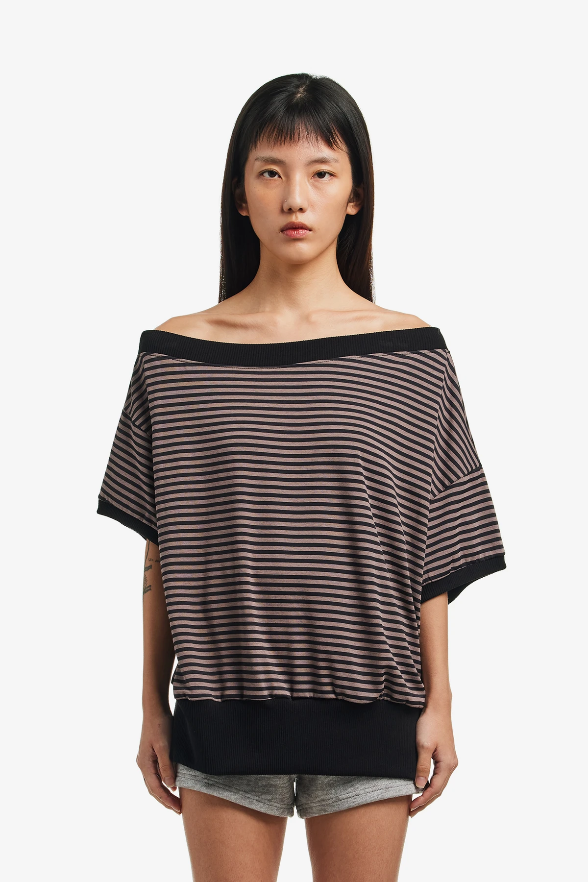 STRIPE ONE-SHOULDER TEE_商品画像