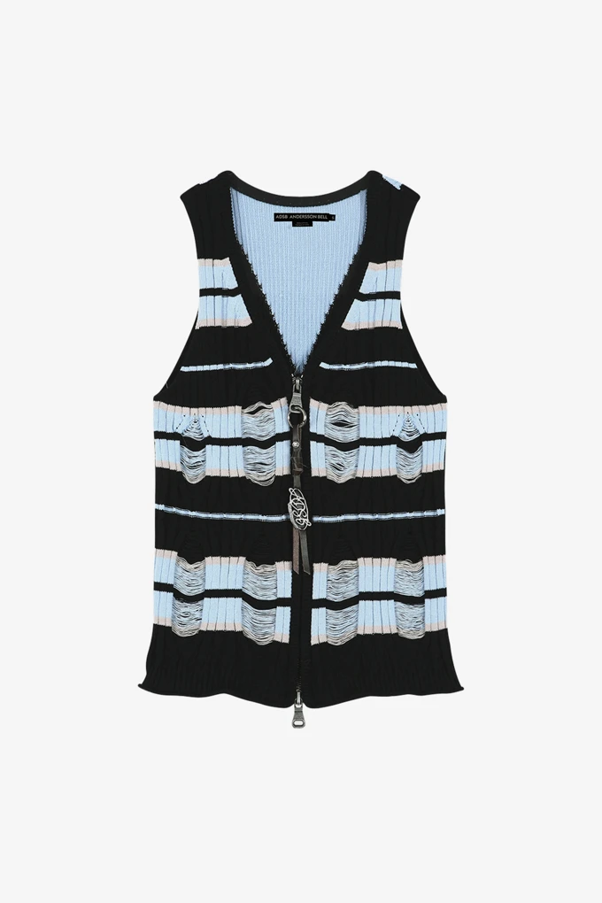STRIPE OPEN KNIT VEST_商品画像