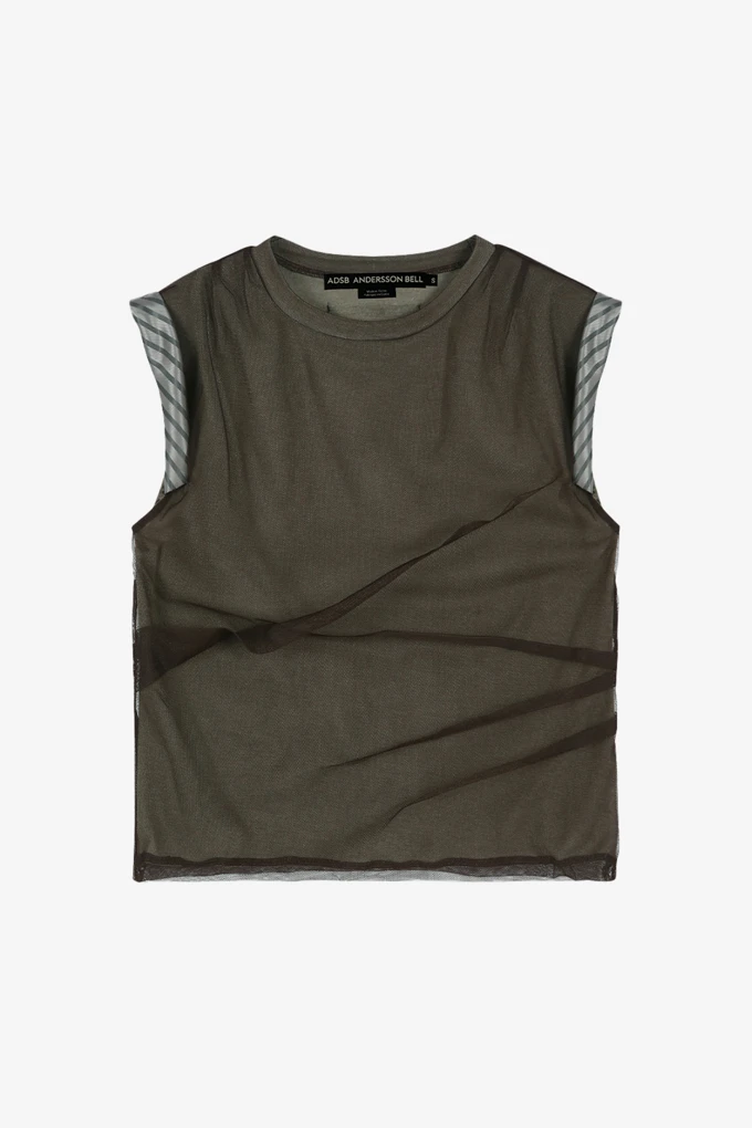 LAYERED MESH TUCK & DART TOP_商品画像