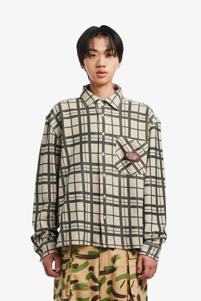 PLAID FRENCH TERRY BUTTON UP_商品画像