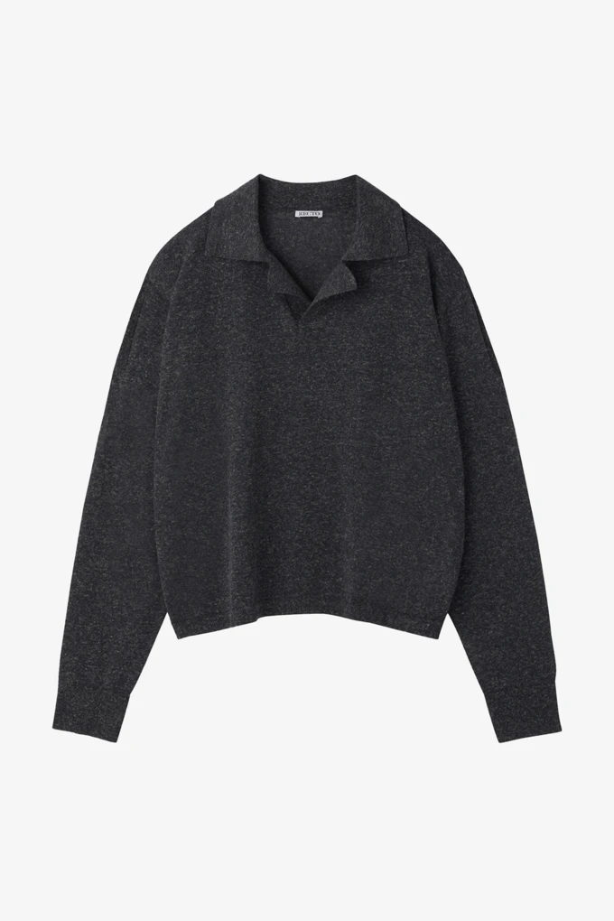 LINEN BLEND POLO TOP_商品画像