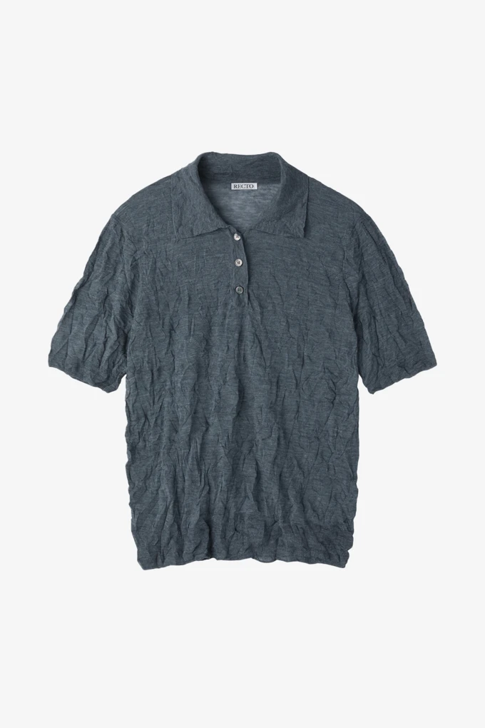 CREASE POLO KNIT TOP_商品画像