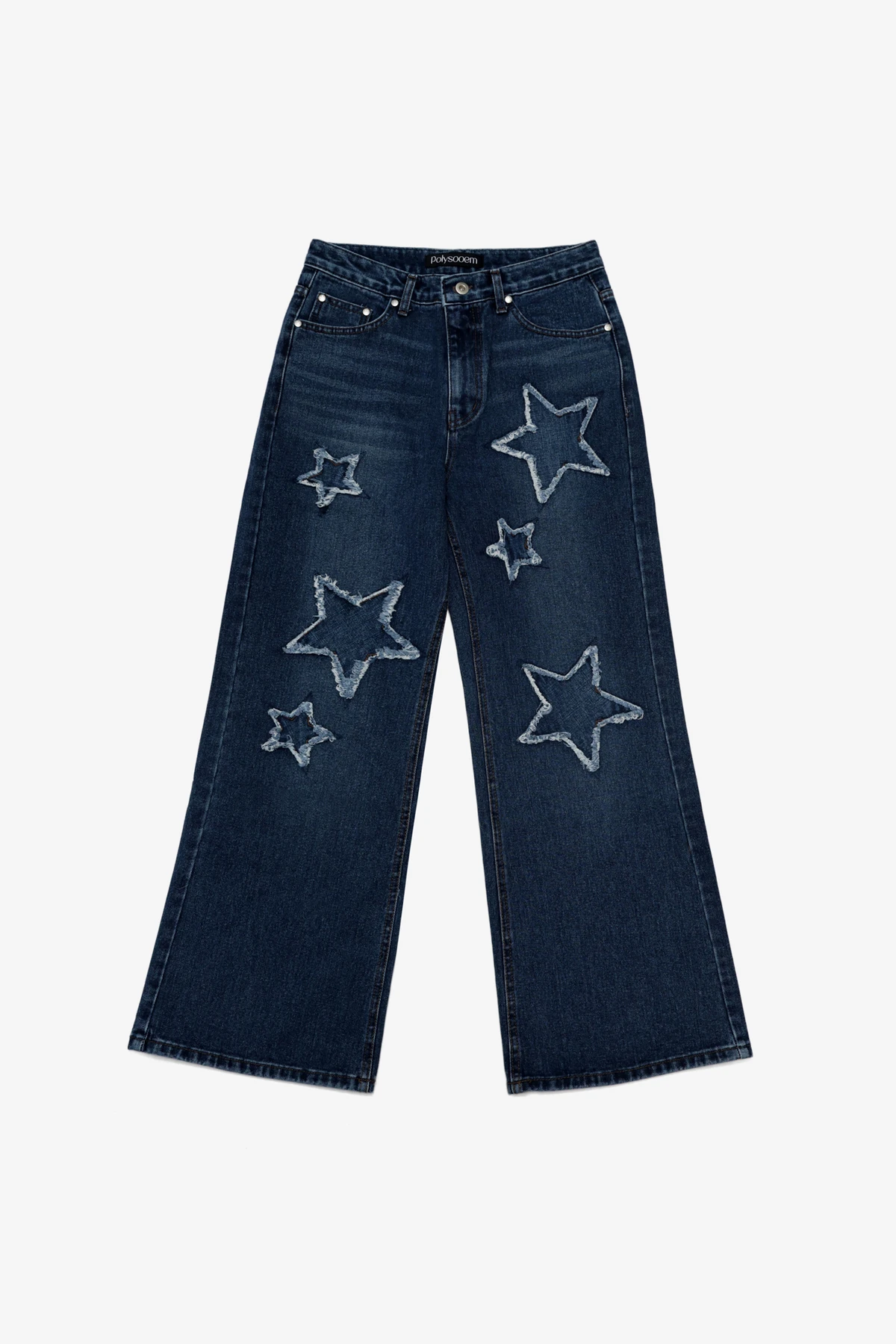 FRAYED STAR PATCHED JEANS_商品画像