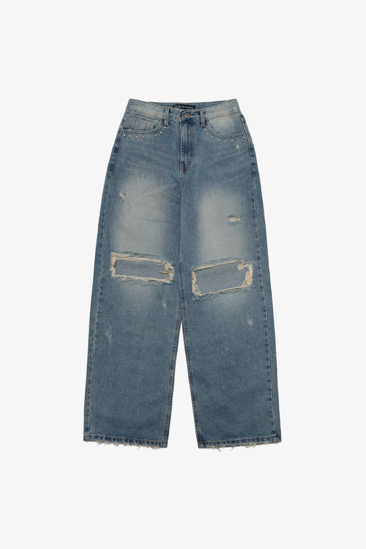 STUDDED DISTRESSED JEANS_商品画像