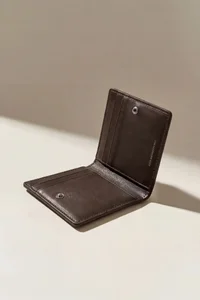 BROWN LEATHER ZIP WALLET thumb 3
