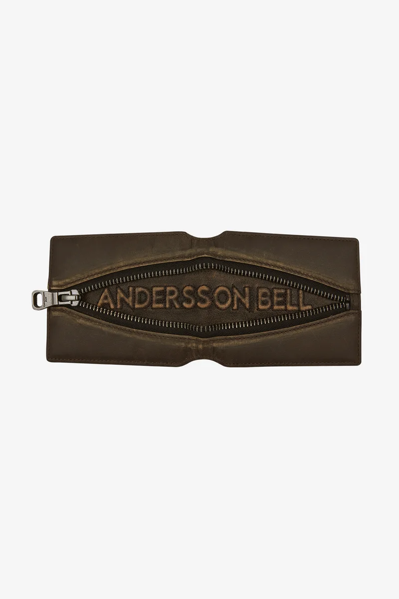 BROWN LEATHER ZIP WALLET 6
