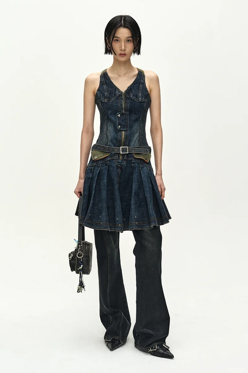 MILITARY MA-1 HARNESS DENIM DRESS 2