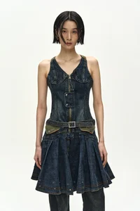 MILITARY MA-1 HARNESS DENIM DRESS thumb 5