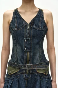 MILITARY MA-1 HARNESS DENIM DRESS thumb 6