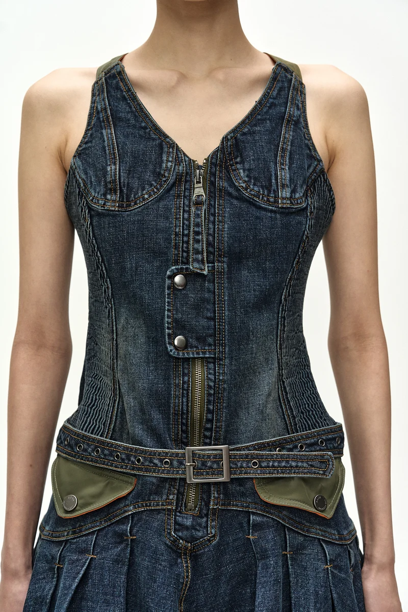 MILITARY MA-1 HARNESS DENIM DRESS 6