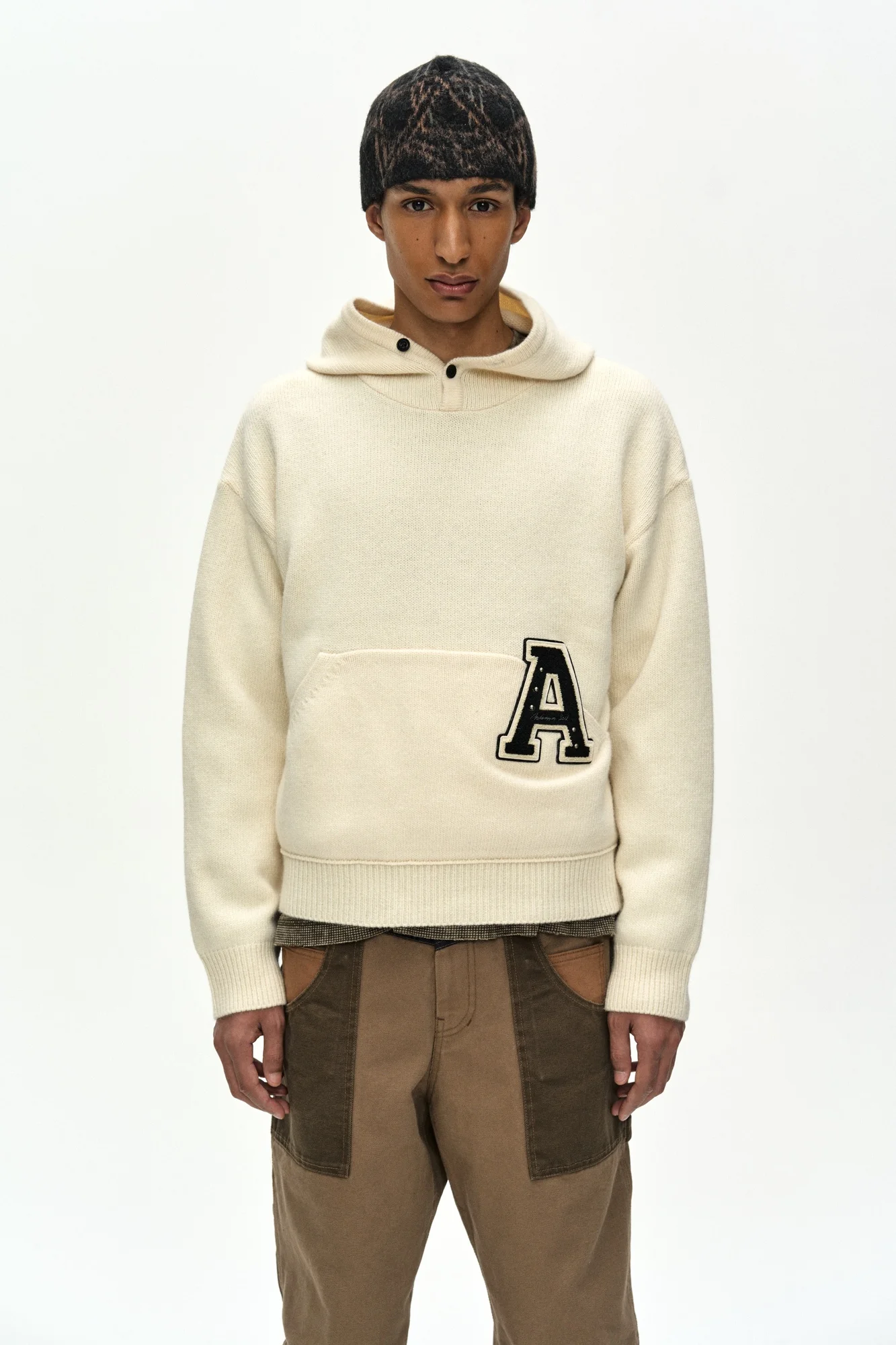 ANDERSSON BELL UNISEX ADSB GEOMETRIC WOOL BEANIE BLACK/BEIGE