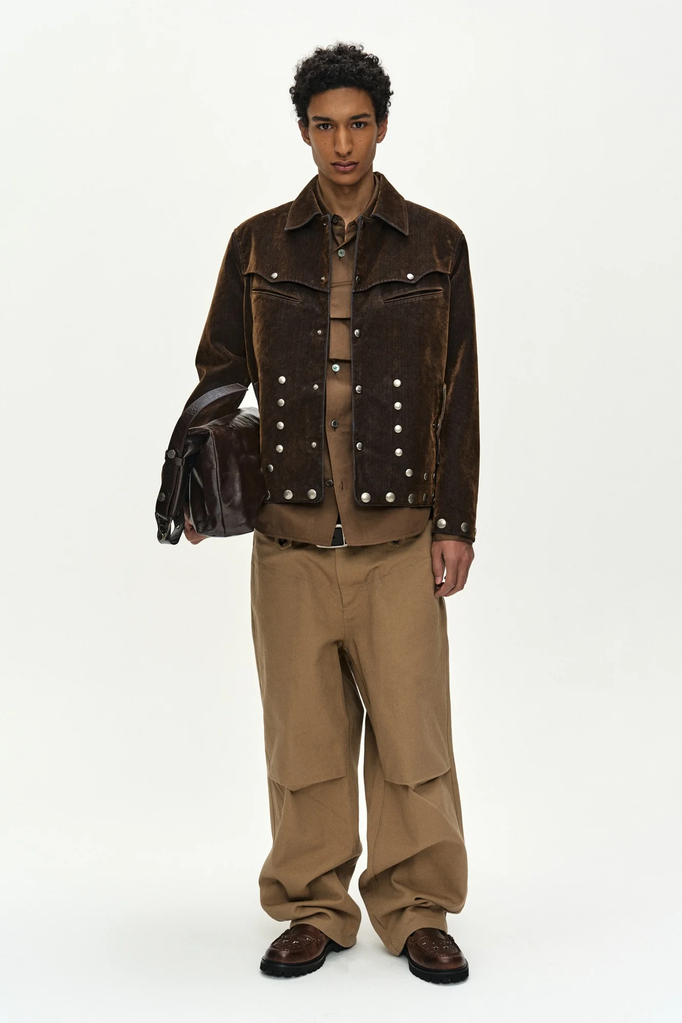 ANDERSSON BELL GEORGIA FLOCK VELVET JACKET TOBACO