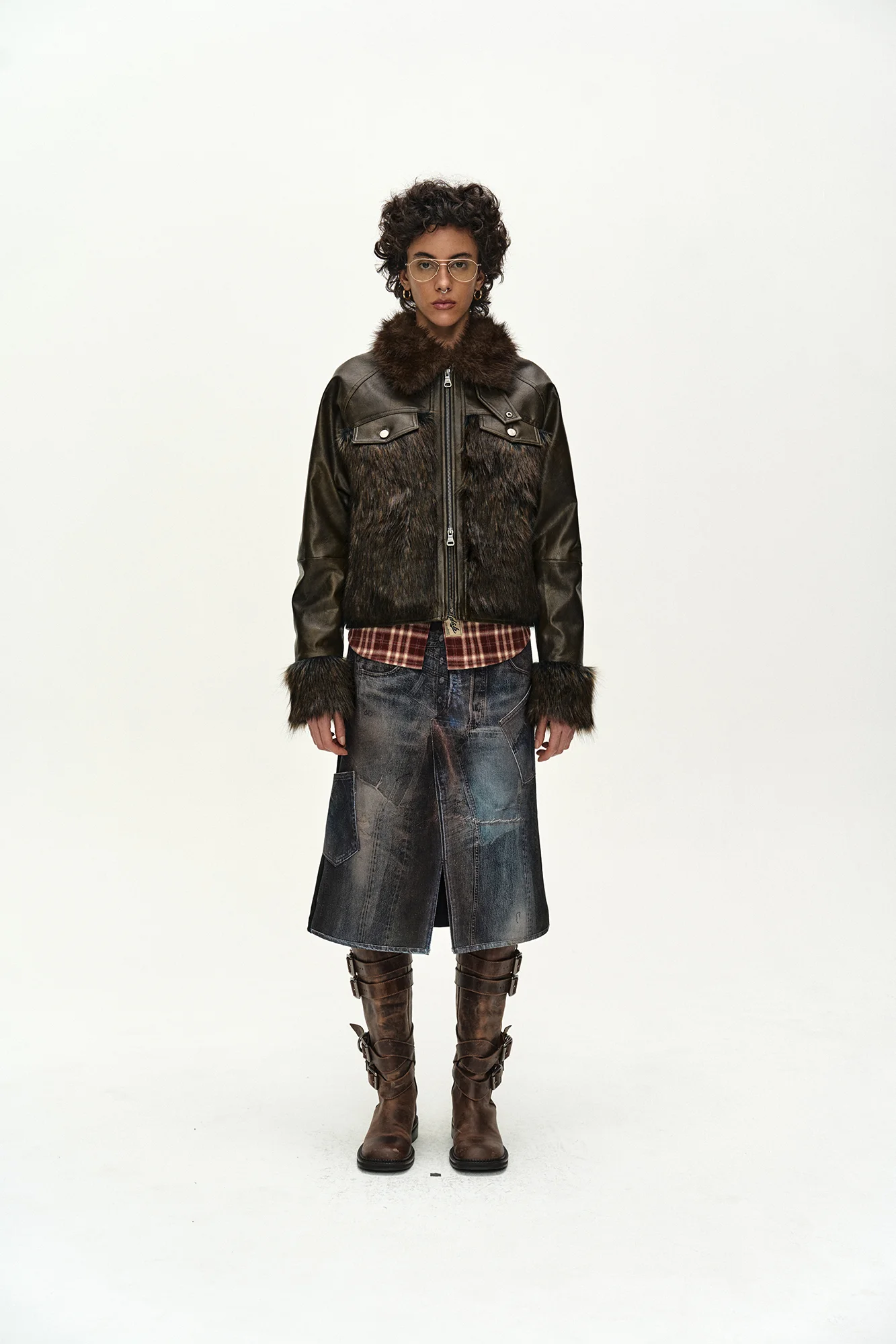 ANDERSSON BELL VENUS FUR BOMBER JACKET BROWN