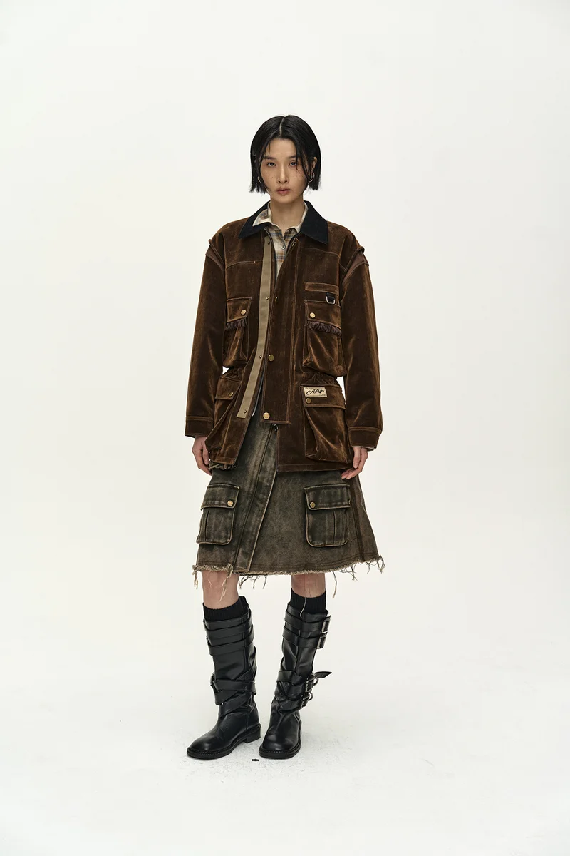 MULTI-POCKET VELVET SAFARI JACKET 1