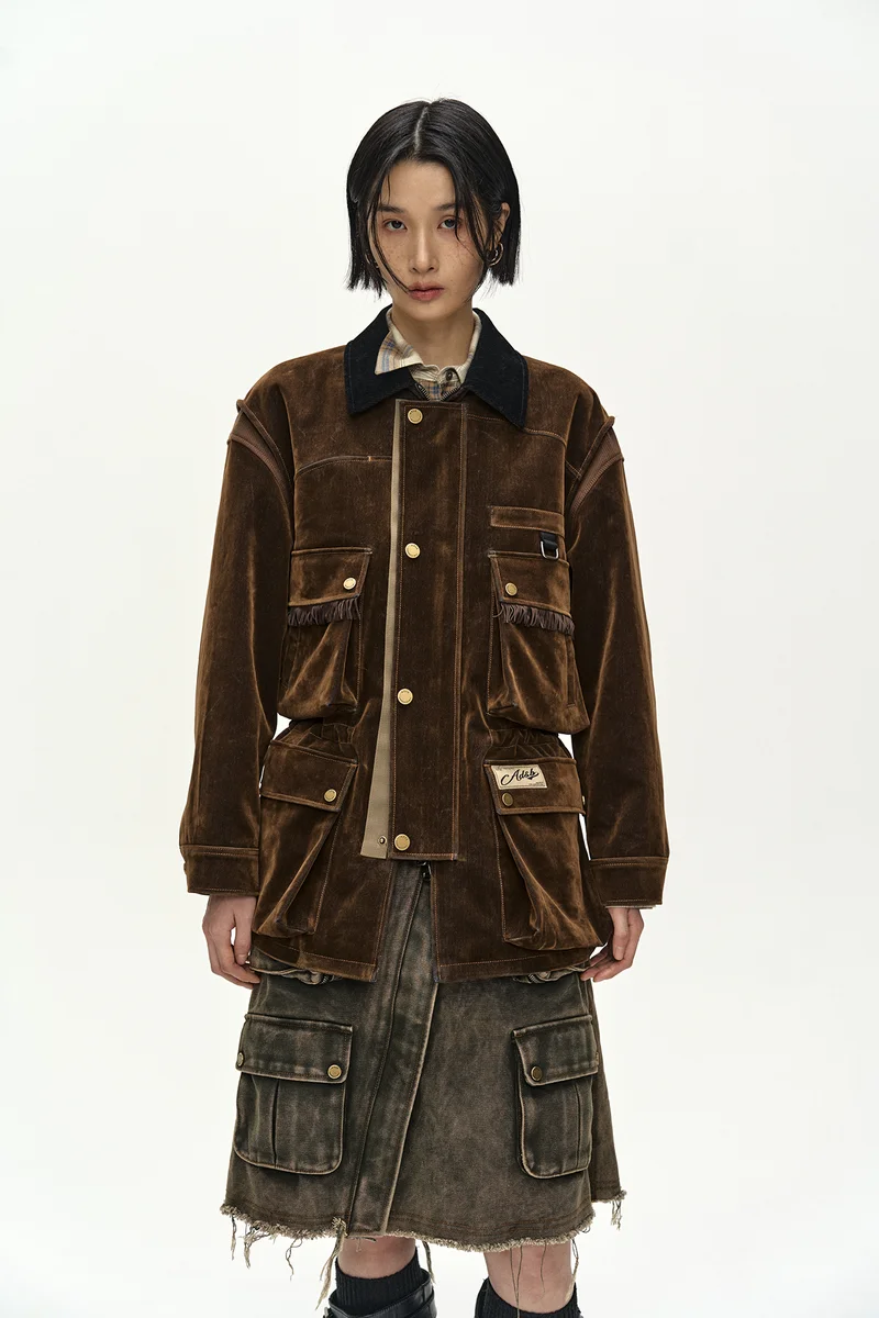 MULTI-POCKET VELVET SAFARI JACKET 4