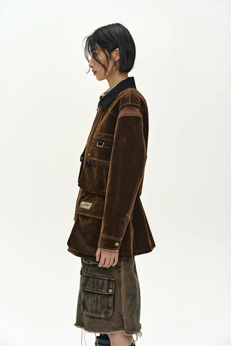 MULTI-POCKET VELVET SAFARI JACKET 5