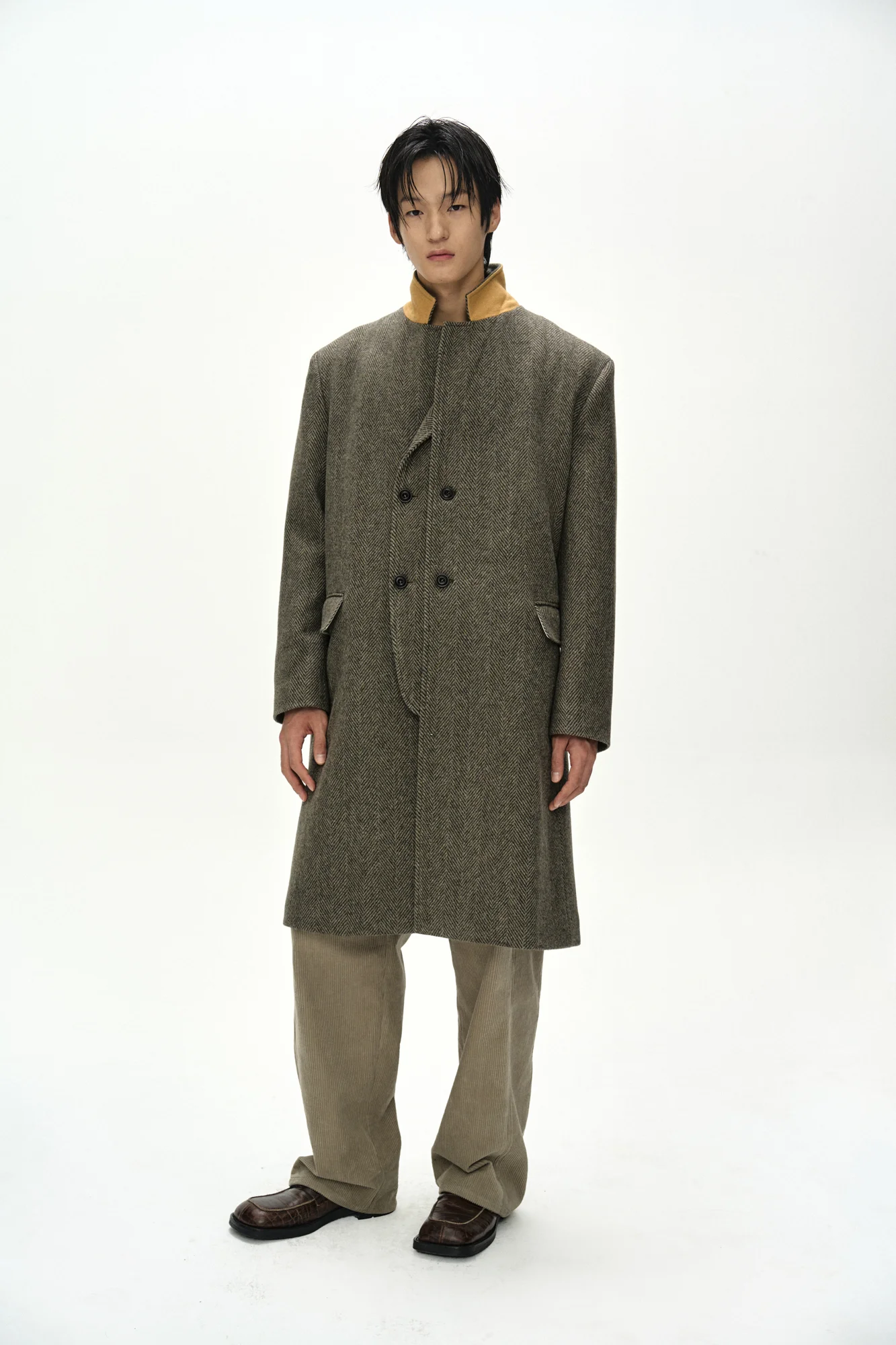 ANDERSSON BELL LAYERED CHESTERFIELD COAT BROWN