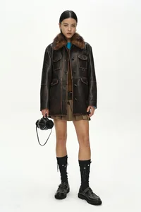 FUR COLLAR FIELD LEATHER JACKET thumb 2