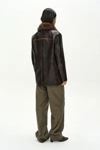 FUR COLLAR FIELD LEATHER JACKET thumb 4