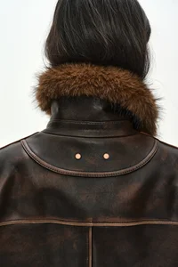 FUR COLLAR FIELD LEATHER JACKET thumb 9