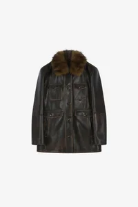 FUR COLLAR FIELD LEATHER JACKET thumb 10