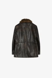 FUR COLLAR FIELD LEATHER JACKET thumb 11