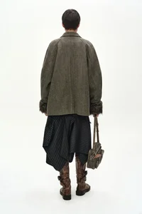 FUR CUFF HIGH NECK COAT thumb 4