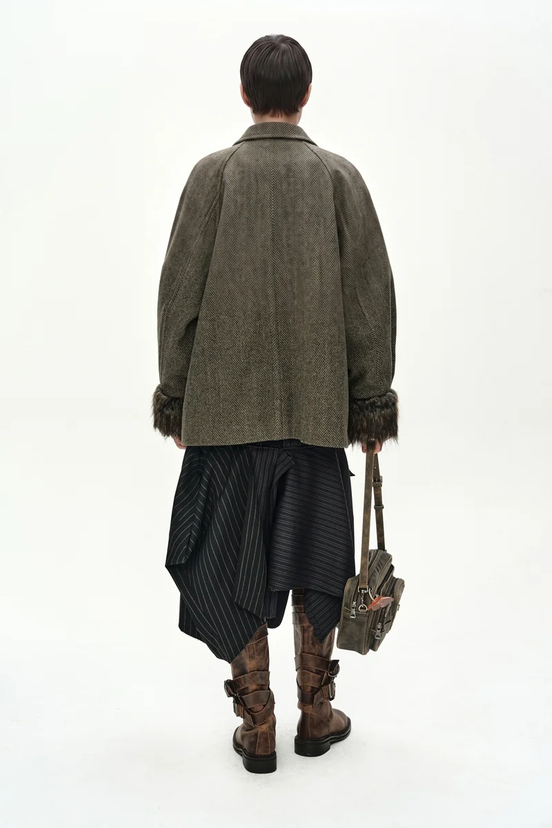 FUR CUFF HIGH NECK COAT 4