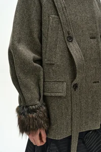 FUR CUFF HIGH NECK COAT thumb 8