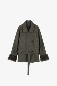 FUR CUFF HIGH NECK COAT thumb 11