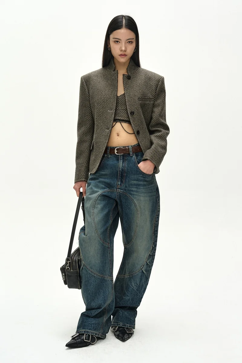 WOOL TWILL CROPPED TAILORED JACKET 1
