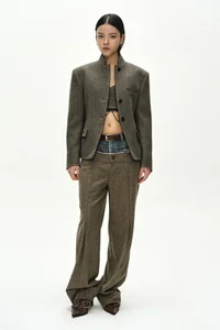 WOOL TWILL CROPPED TAILORED JACKET thumb 2