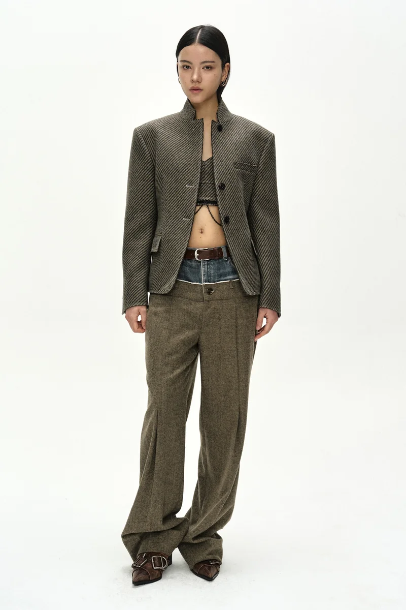 WOOL TWILL CROPPED TAILORED JACKET 2
