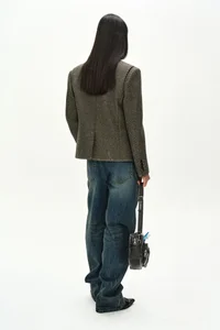 WOOL TWILL CROPPED TAILORED JACKET thumb 4