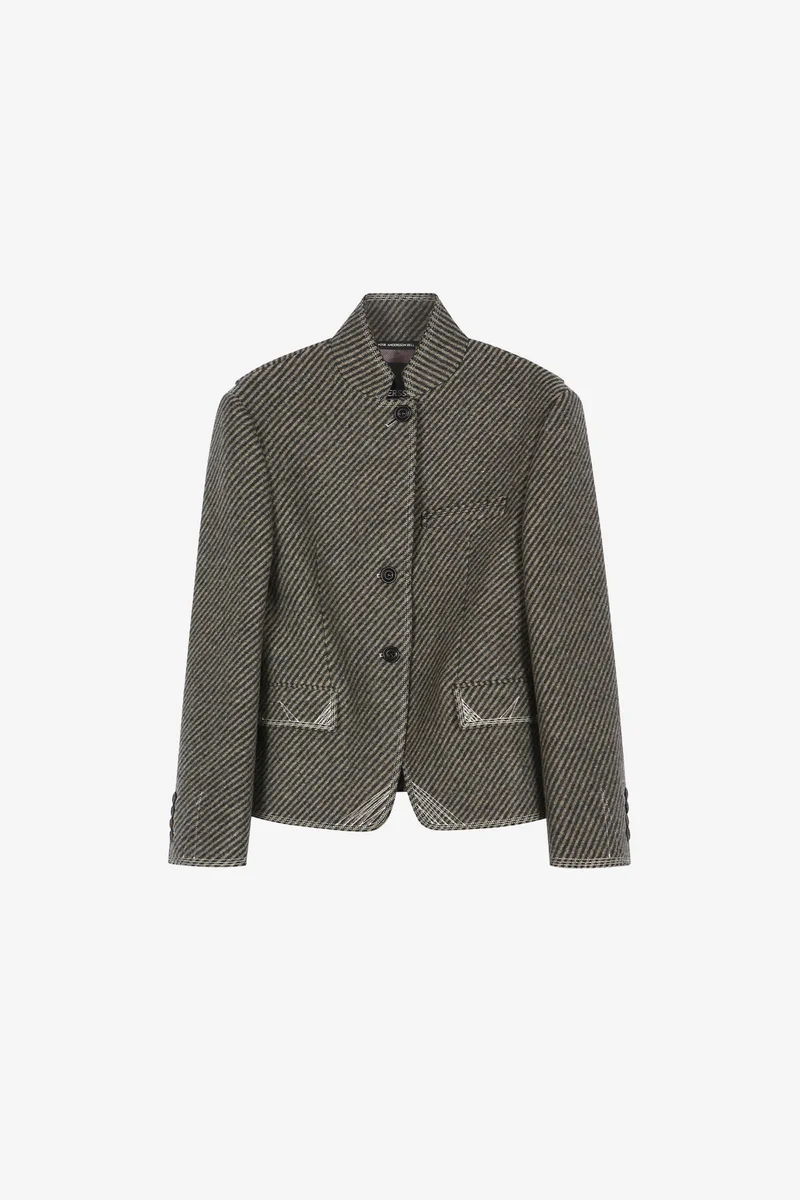 WOOL TWILL CROPPED TAILORED JACKET 10
