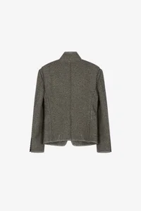 WOOL TWILL CROPPED TAILORED JACKET thumb 11