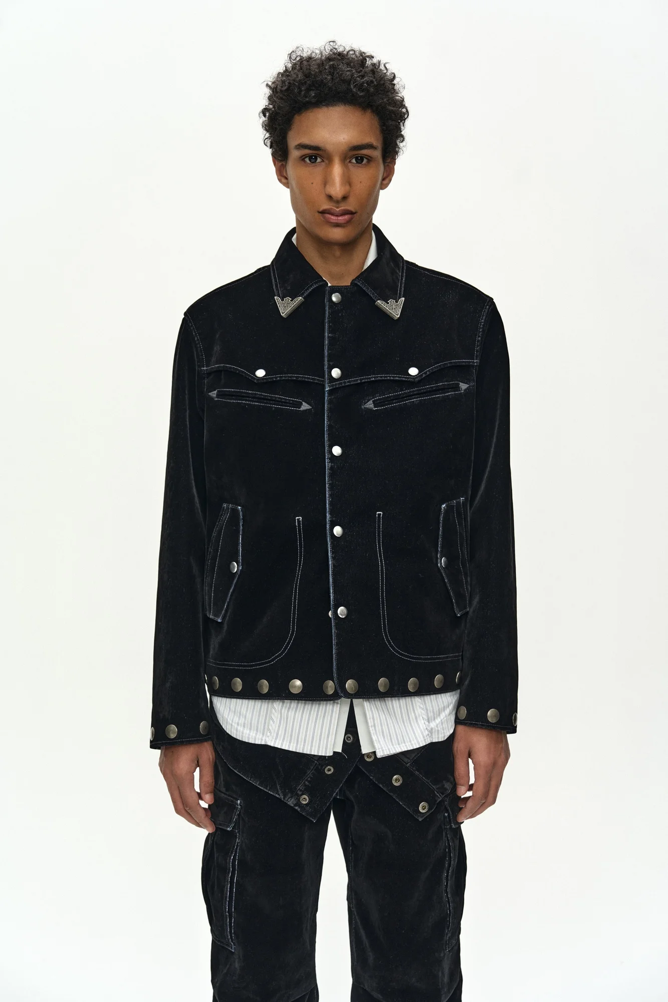 ANDERSSON BELL ATLANTA FLOCK VELVET JACKET BLACK