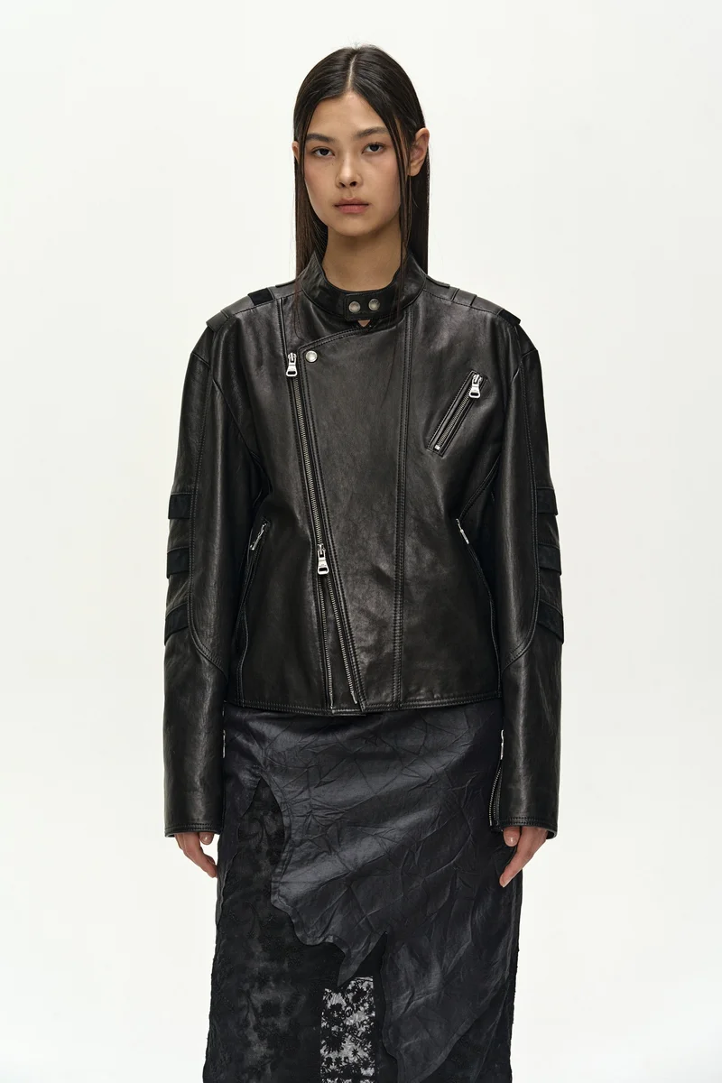 SEGMENT MOTO LEATHER JACKET 7