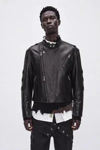 SEGMENT MOTO LEATHER JACKET thumb 13