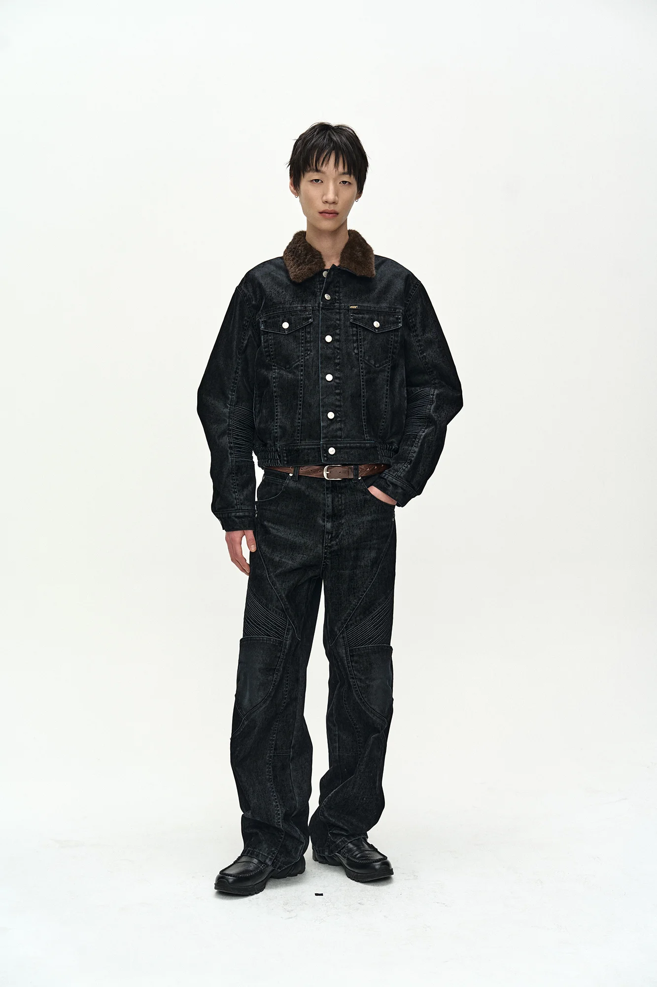 ANDERSSON BELL UNISEX PADDED DENIM BOMBER JACKET BLACK