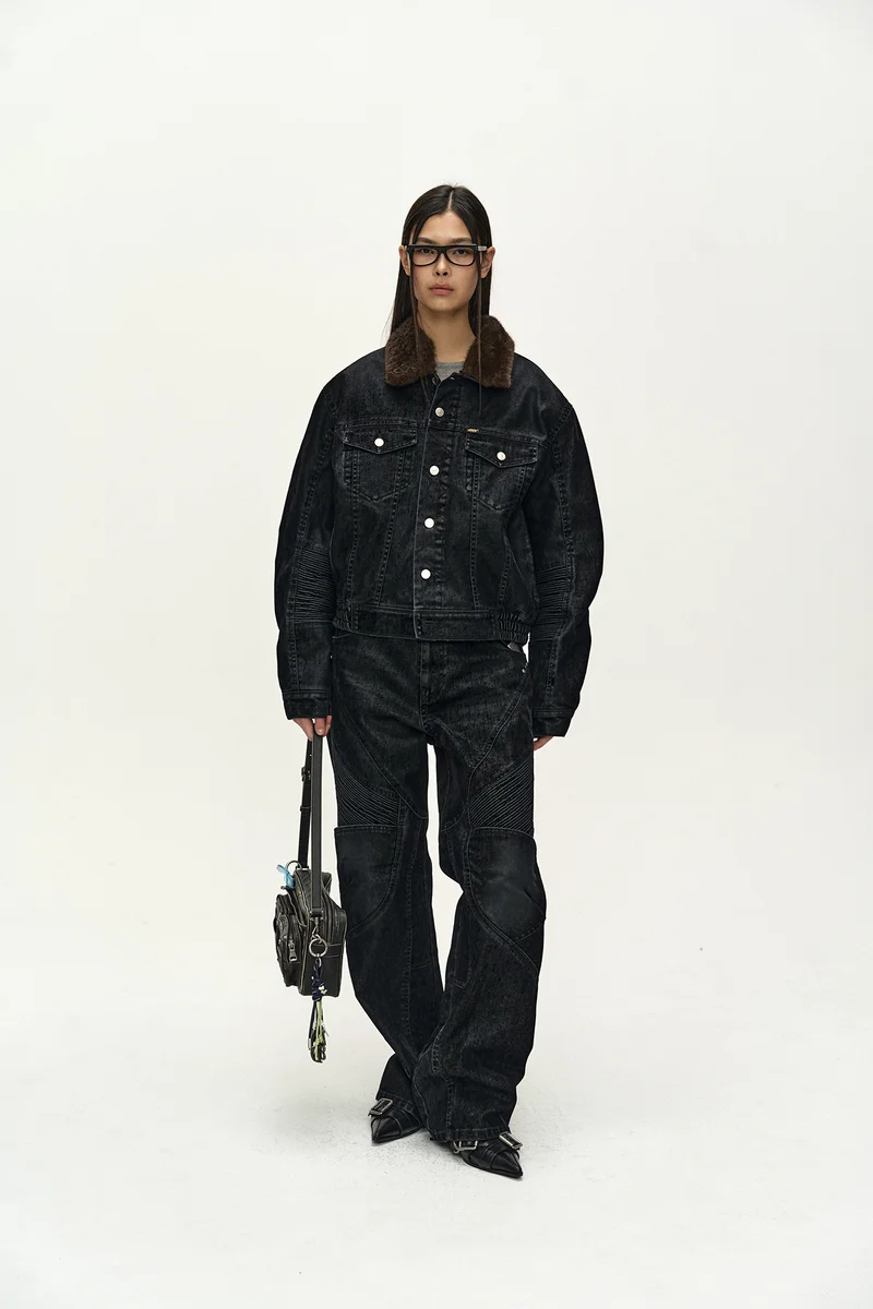 UNISEX PADDED DENIM BOMBER JACKET 2