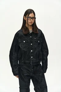 UNISEX PADDED DENIM BOMBER JACKET thumb 6