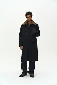DETACHABLE FUR COLLAR CHESTERFIELD COAT thumb 1