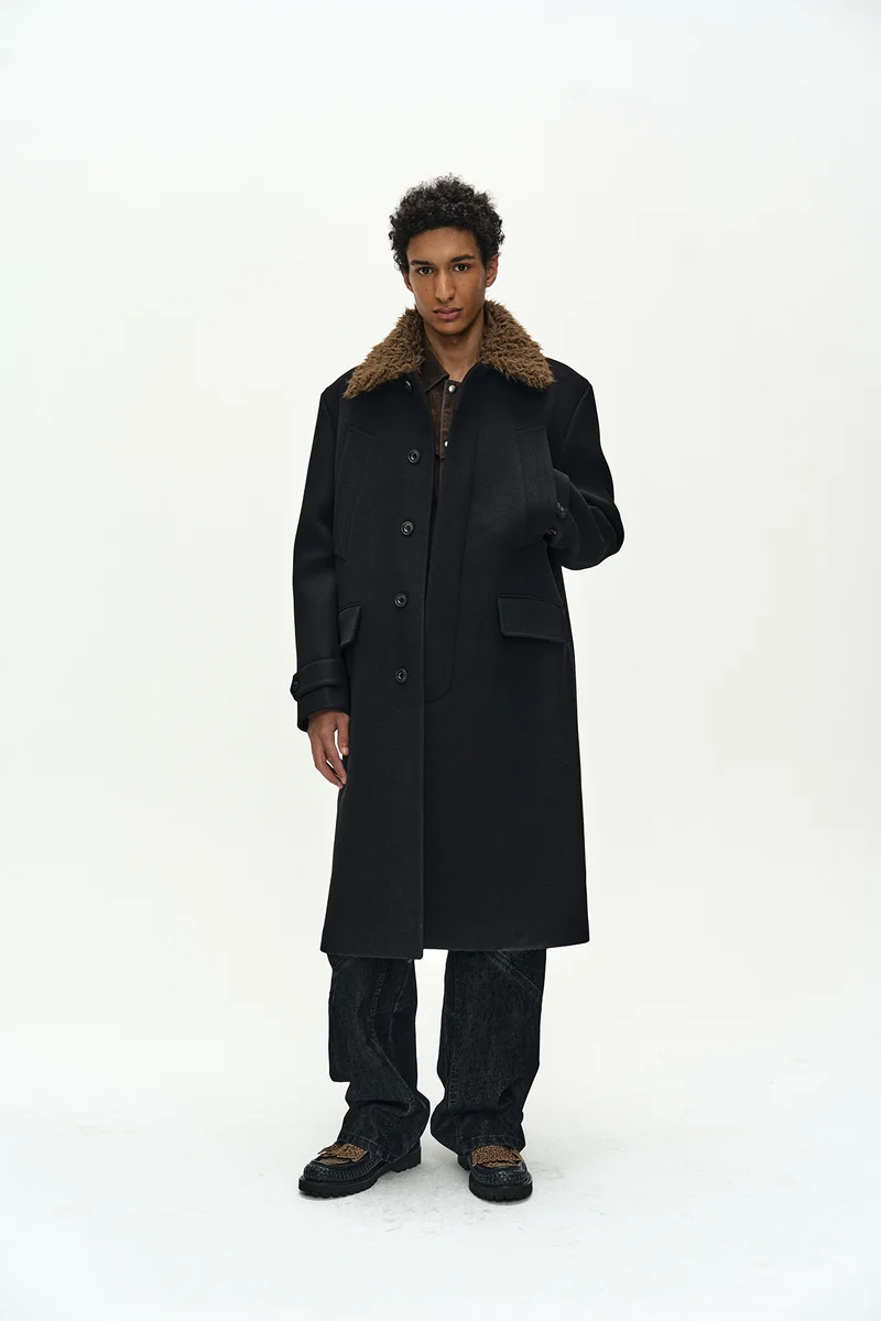 DETACHABLE FUR COLLAR CHESTERFIELD COAT 1