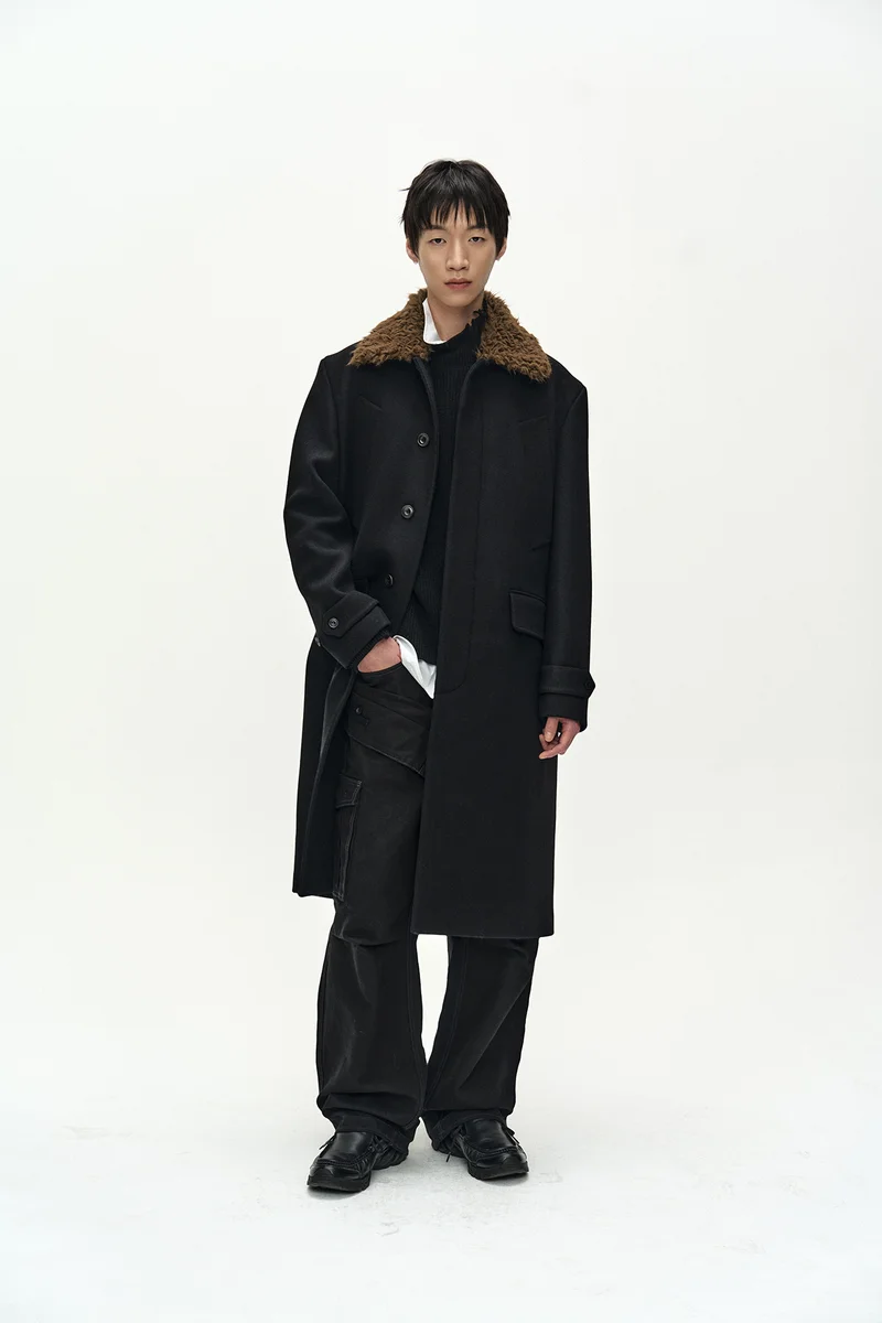 DETACHABLE FUR COLLAR CHESTERFIELD COAT 2