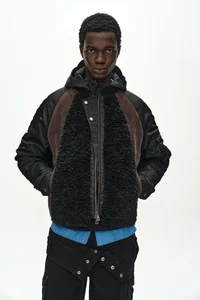FUR NYLON RAGLAN BOMBER JACKET thumb 1