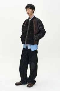 FUR NYLON RAGLAN BOMBER JACKET thumb 3