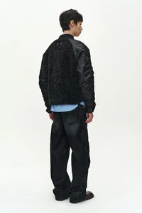 FUR NYLON RAGLAN BOMBER JACKET thumb 4