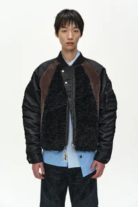 FUR NYLON RAGLAN BOMBER JACKET thumb 5
