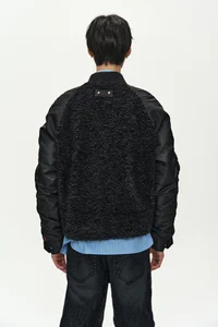 FUR NYLON RAGLAN BOMBER JACKET thumb 6